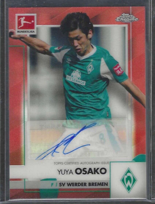 YUYA OSAKO 2020-21 TOPPS CHROME BUNDESLIGA RED REFRACTOR AUTO #D 03/10