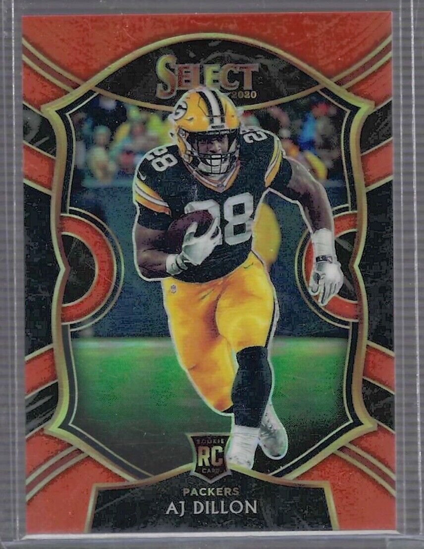 AJ DILLON 2020 PANINI SELECT CONCOURSE ORANGE PRIZM ROOKIE RC #D 47/49