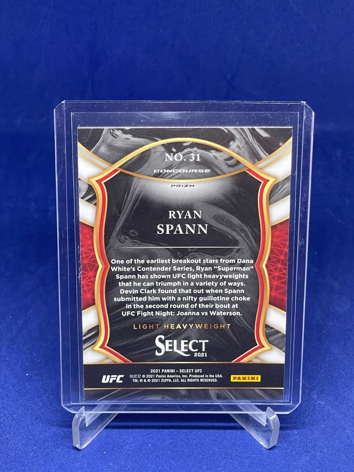 RYAN SPANN 2021 PANINI SELECT UFC CONCOURSE SILVER PRIZM ROOKIE RC #31
