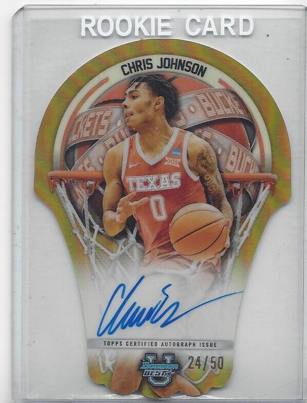 CHRIS JOHNSON 2023 BOWMAN'S BEST UNIVERSITY BUCKETS GOLD REFRACTOR AUTO #D 24/50
