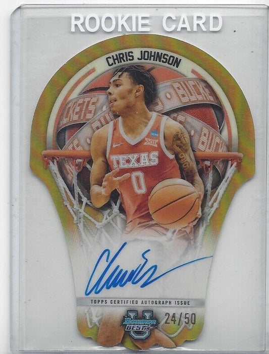 CHRIS JOHNSON 2023 BOWMAN'S BEST UNIVERSITY BUCKETS GOLD REFRACTOR AUTO #D 24/50