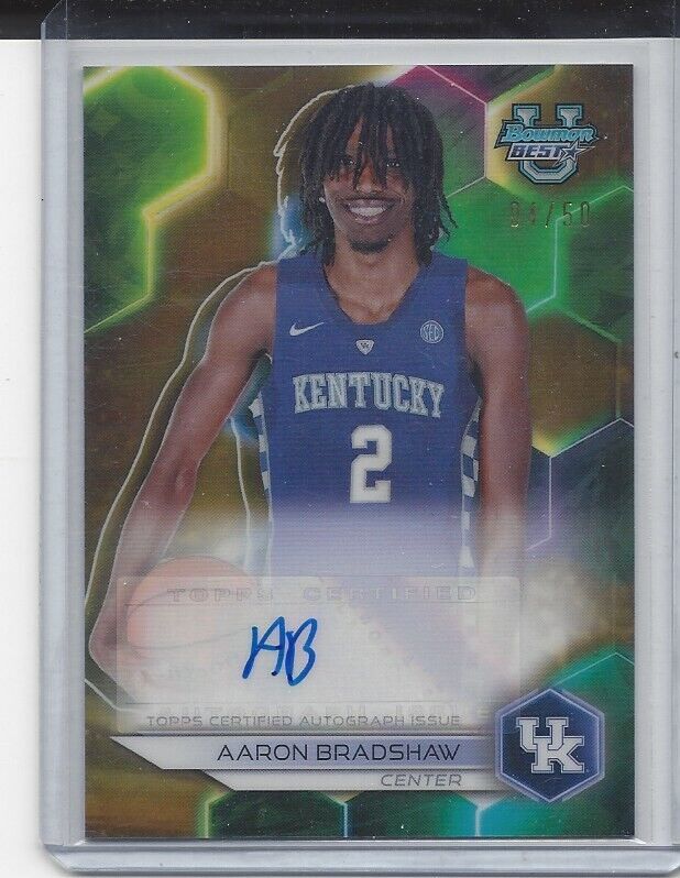 AARON BRADSHAW 2023 BOWMAN'S BEST UNIVERSITY GOLD REFRACTOR AUTO #D 4/50