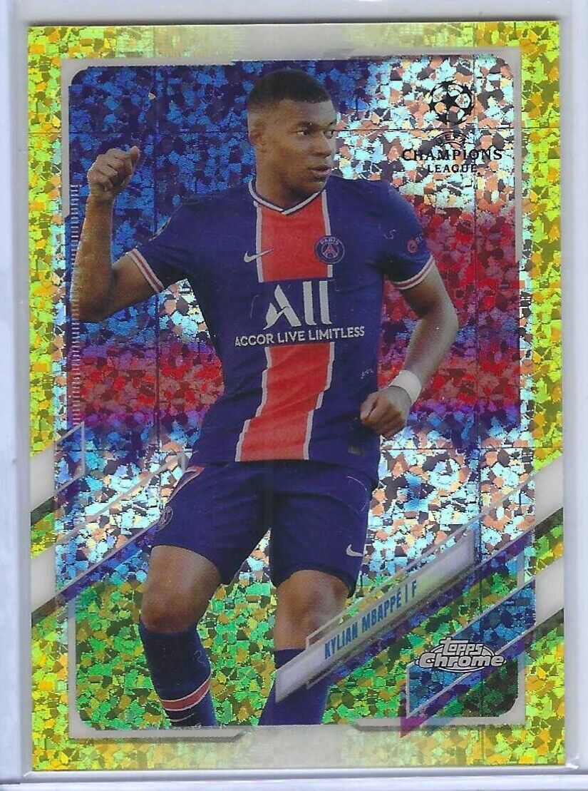 KYLIAN MBAPPE 2020-21 TOPPS CHROME UEFA YELLOW MINI DIAMOND REFRACTOR #D 207/299