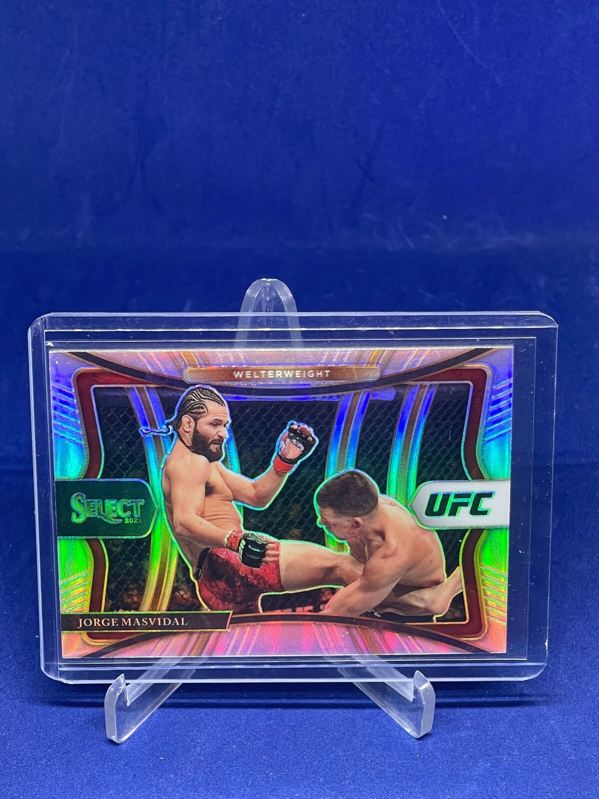 JORGE MASVIDAL 2021 PANINI SELECT UFC PREMIER LEVEL SILVER PRIZM #142