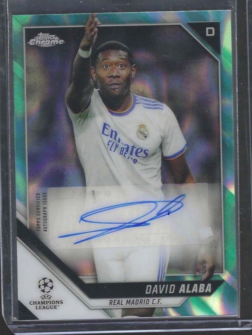 DAVID ALABA 2021-22 TOPPS CHROME UEFA AQUA RAYWAVE REFRACTOR AUTO SSP #CA-DA