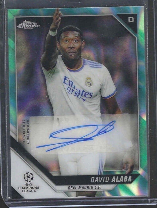 DAVID ALABA 2021-22 TOPPS CHROME UEFA AQUA RAYWAVE REFRACTOR AUTO SSP #CA-DA