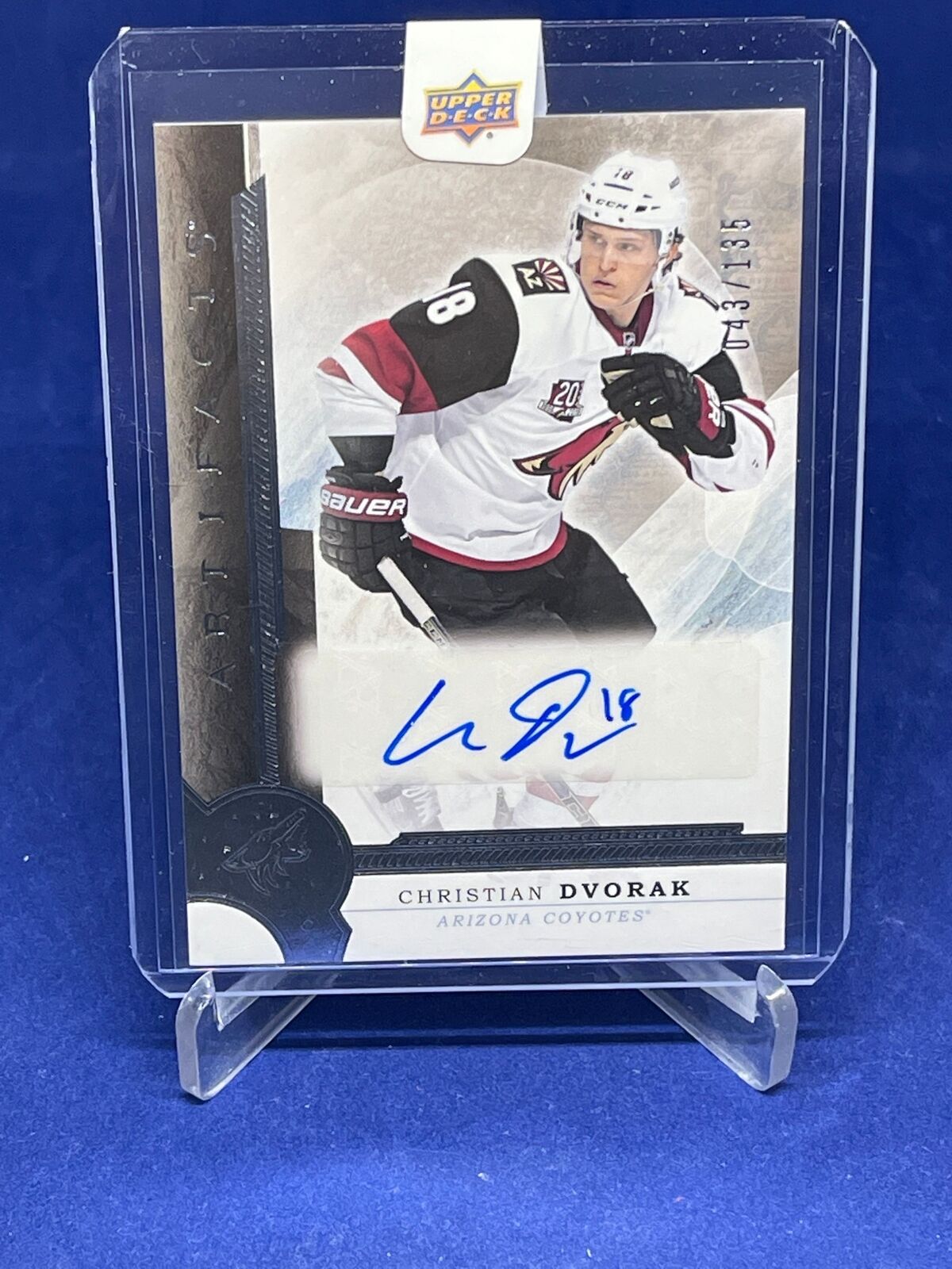 CHRISTIAN DVORAK 2016-17 UD ARTIFACTS ROOKIE AUTO RC #D 43/135
