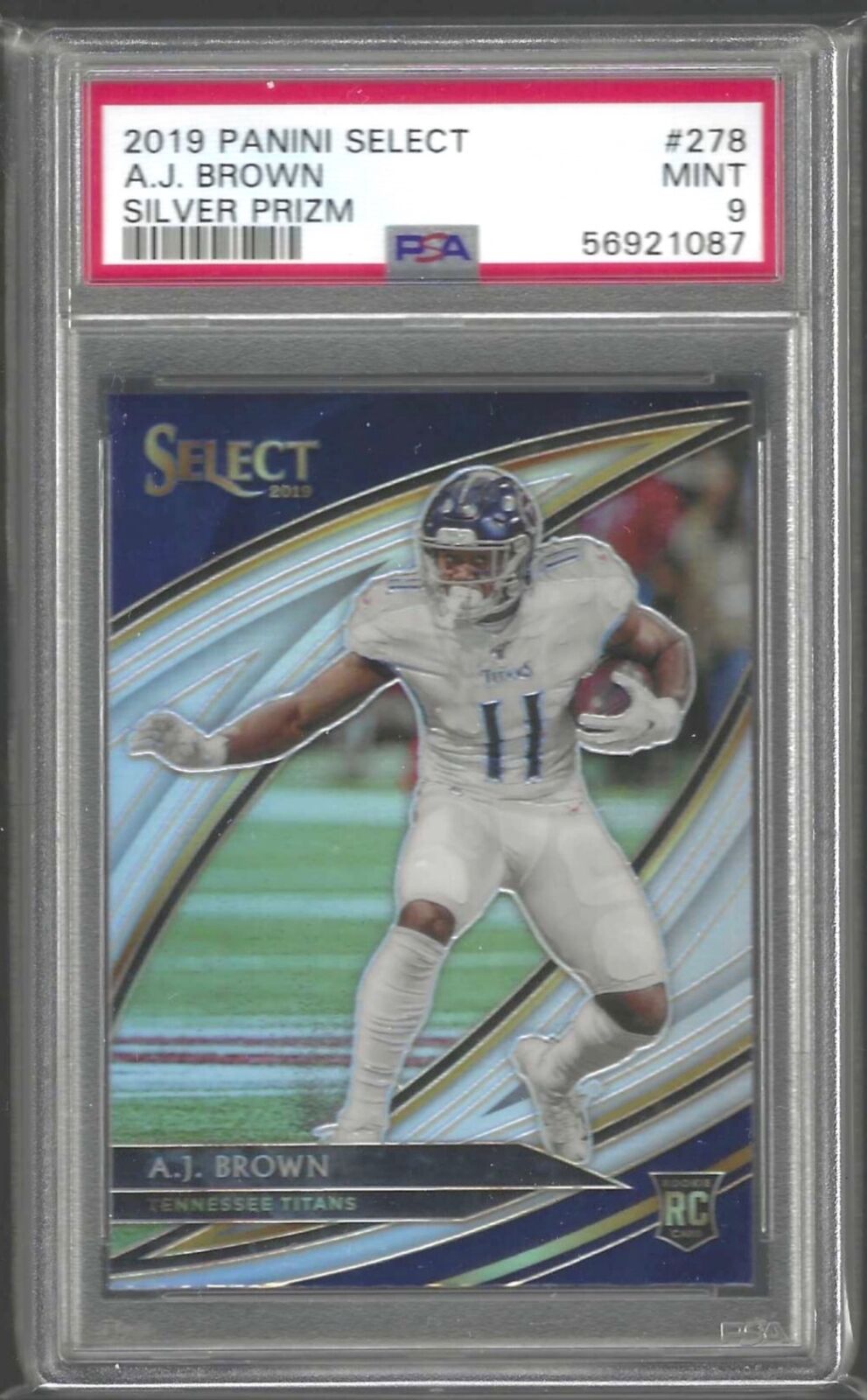 AJ BROWN 2019 PANINI SELECT FIELD LEVEL SILVER PRIZM ROOKIE RC #278 PSA 9 MINT