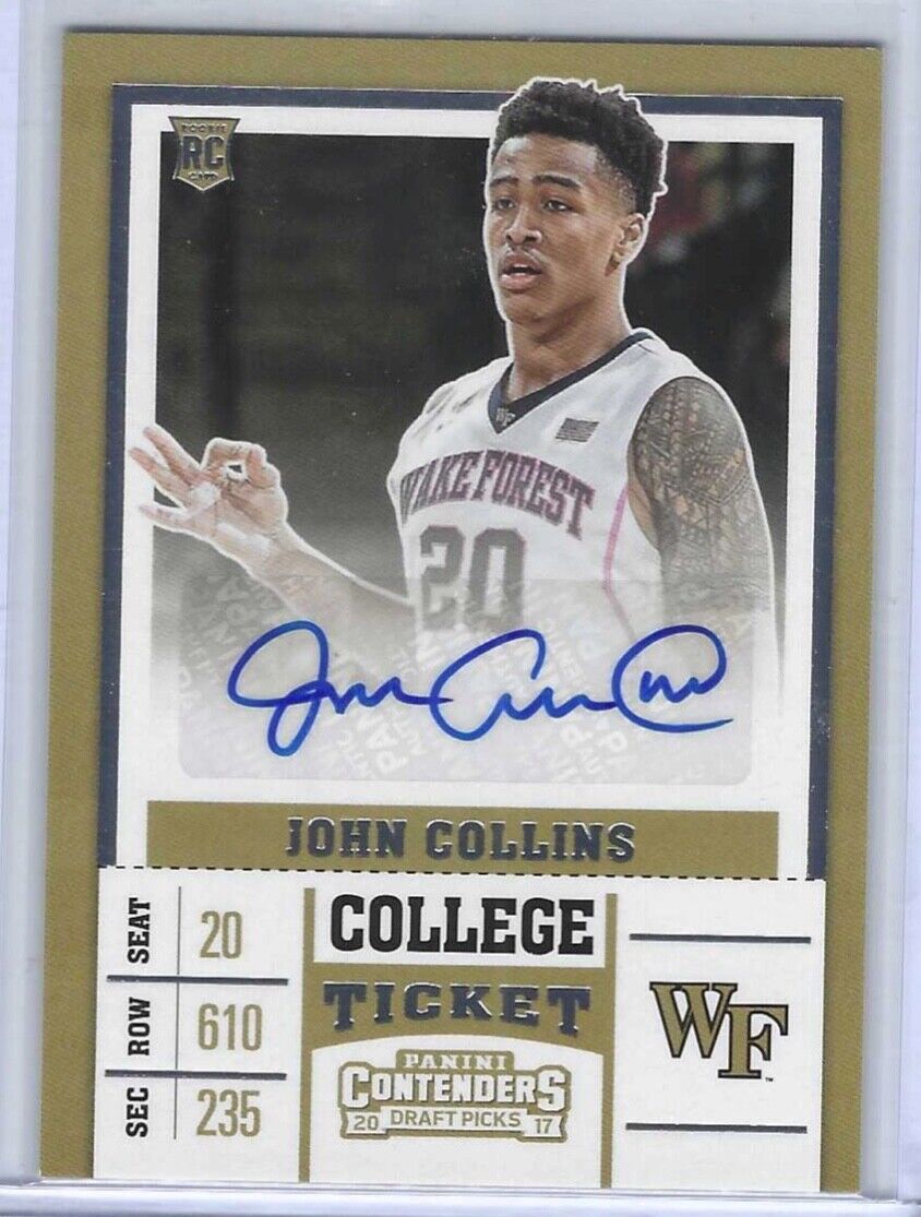 JOHN COLLINS 2017-18 PANINI CONTENDERS DP COLLEGE TICKET AUTO RC #76