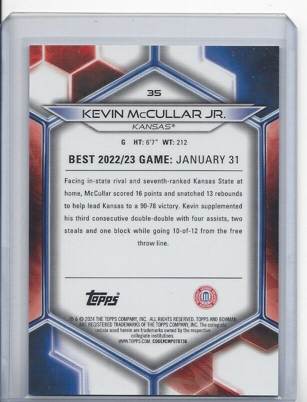 KEVIN MCCULLAR JR 2023 BOWMANS BEST ORANGE GEOMETRIC REFRACTOR #D 8/25