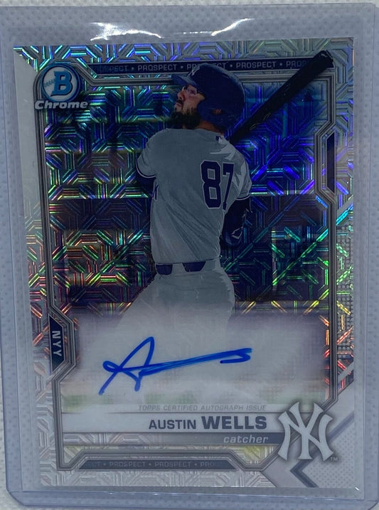 AUSTIN WELLS 2021 TOPPS BOWMAN CHROME MEGA BOX REFRACTOR AUTO PROSPECT #BMA-AW