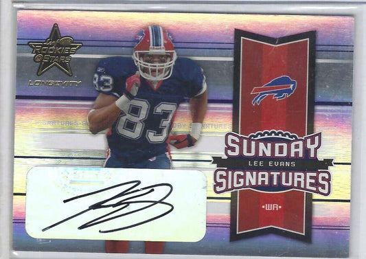 LEE EVANS 2005 DONRUSS PLAYOFF LEAF ROOKIES AND STARS LONGEVITY AUTO #D 269/299