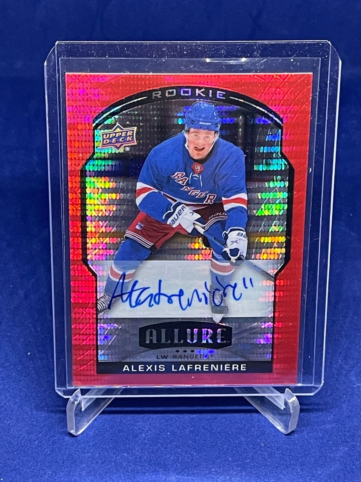 ALEXIS LAFRENIERE 2020-21 UPPER DECK ALLURE RED RAINBOW AUTO RC #D 148/199