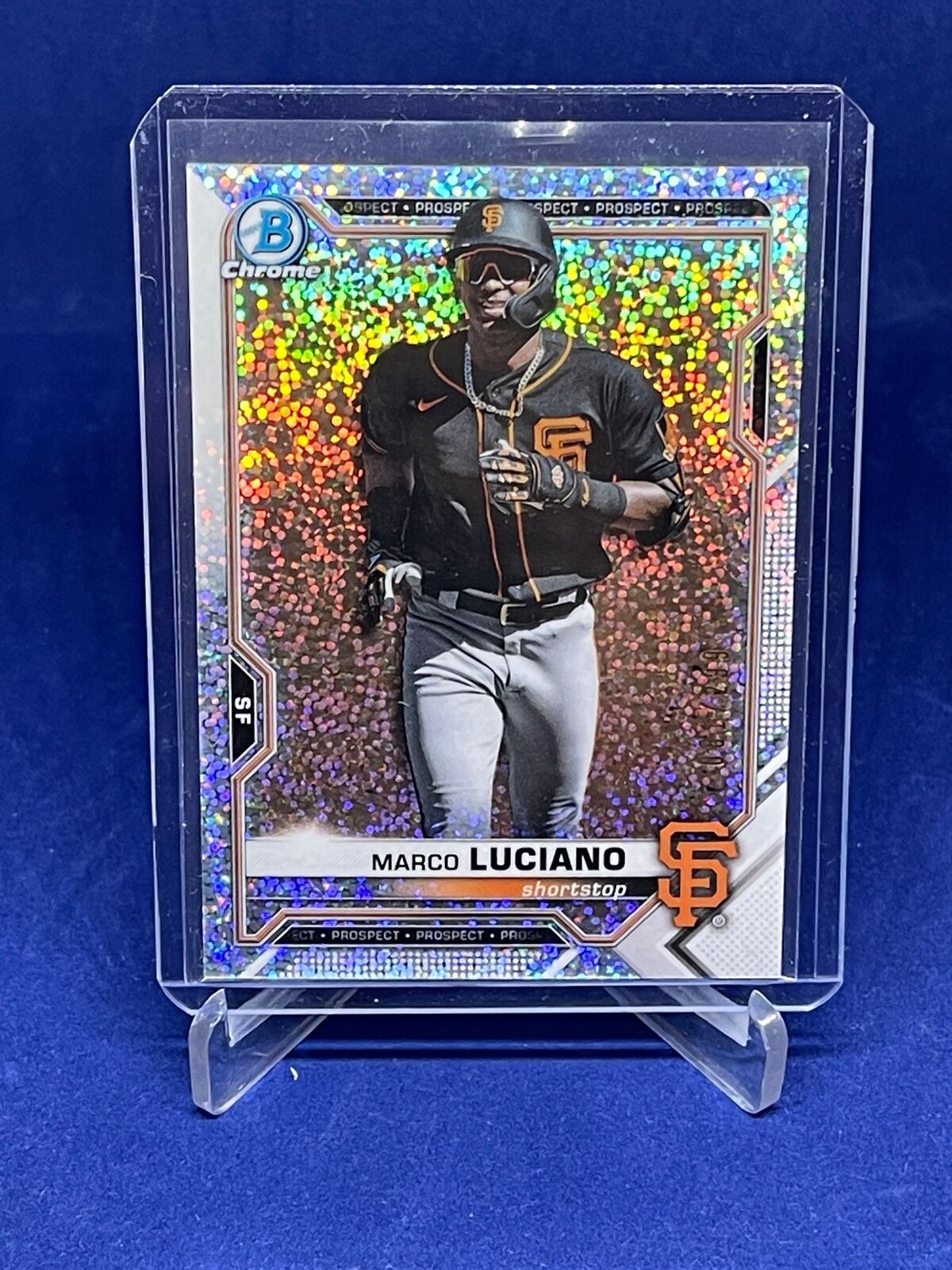 MARCO LUCIANO 2021 BOWMAN CHROME SPARKLE REFRACTOR PROSPECT #D 81/299