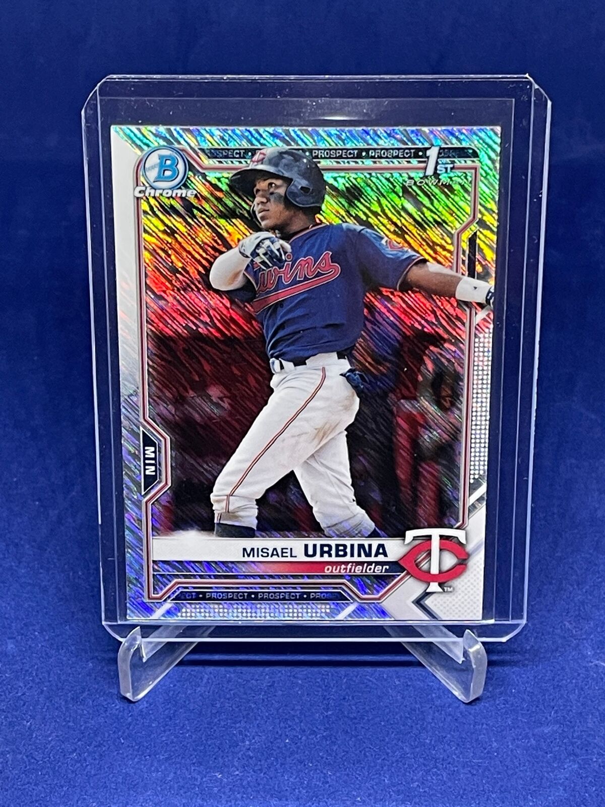 MISAEL URBINA 2021 BOWMAN CHROME 1ST SHIMMER REFRACTOR PROSPECT