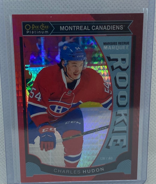 CHARLES HUDON 2015-16 O-PEE-CHEE PLATINUM RED PRIZM PRISM RC #D 59/149