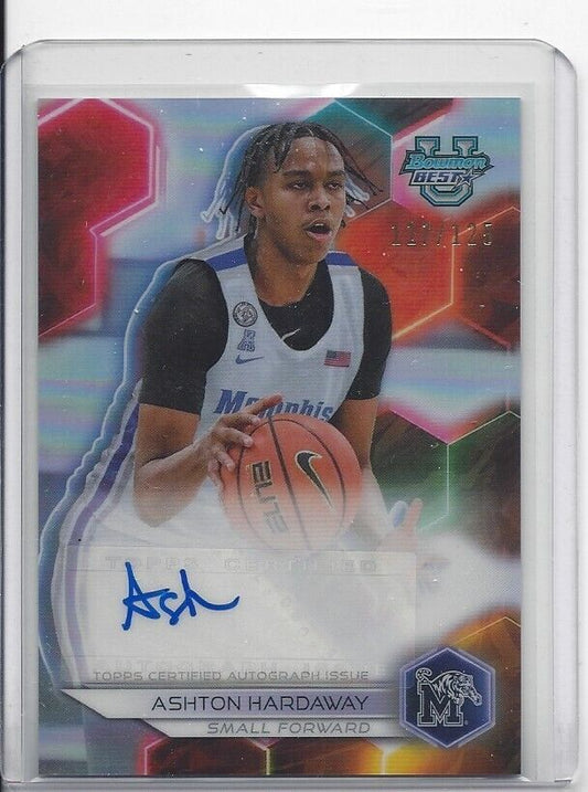 ASHTON HARDAWAY 2023 BOWMANS BEST UNIVERSITY MEMPHIS REFRACTOR AUTO #D /125