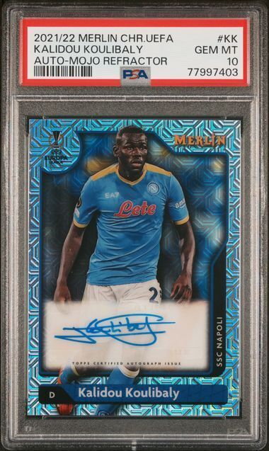 KALIDOU KOULIBALY 2021-22 TOPPS MERLIN CHROME MOJO REFRACTOR AUTO /99 PSA 10 GEM