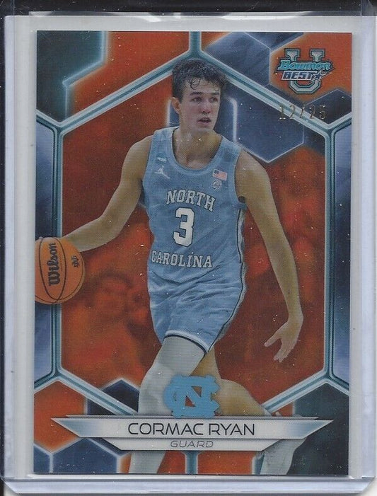 CORMAC RYAN 2023 BOWMANS BEST ORANGE NORTH CAROLINA REFRACTOR #D 12/25