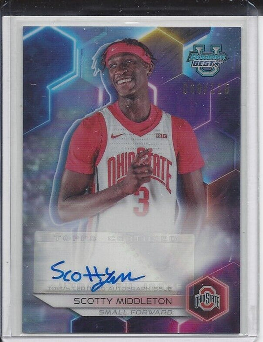 SCOTTY MIDDLETON 2023 BOWMANS BEST UNIVERSITY OHIO STATE REFRACTOR AUTO #D 6/125