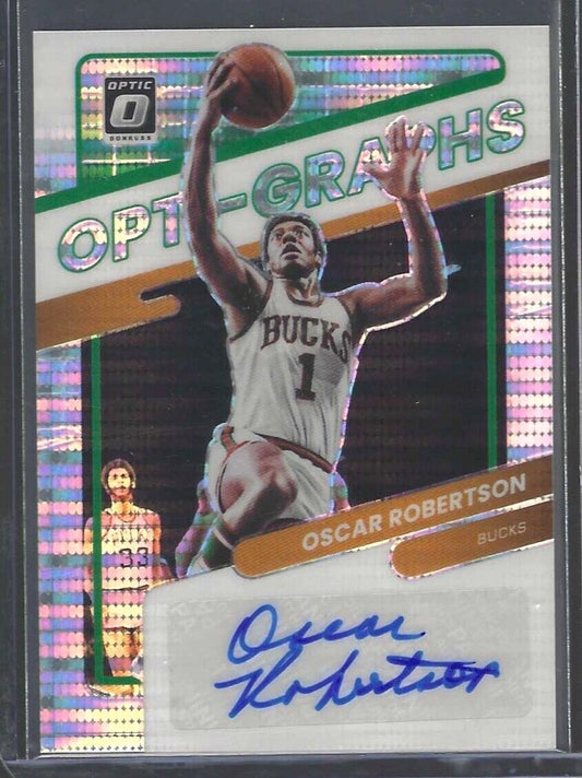 OSCAR ROBERTSON 2021-22 PANINI DONRUSS OPTIC WHITE PULSAR PRIZM AUTO #D 09/10