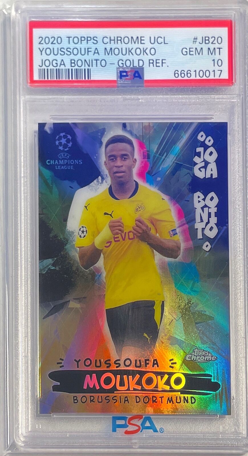YOUSSOUFA MOUKOKO 2020-21 TOPPS CHROME JOGA BONITO GOLD REFRACTOR RC /50 PSA 10