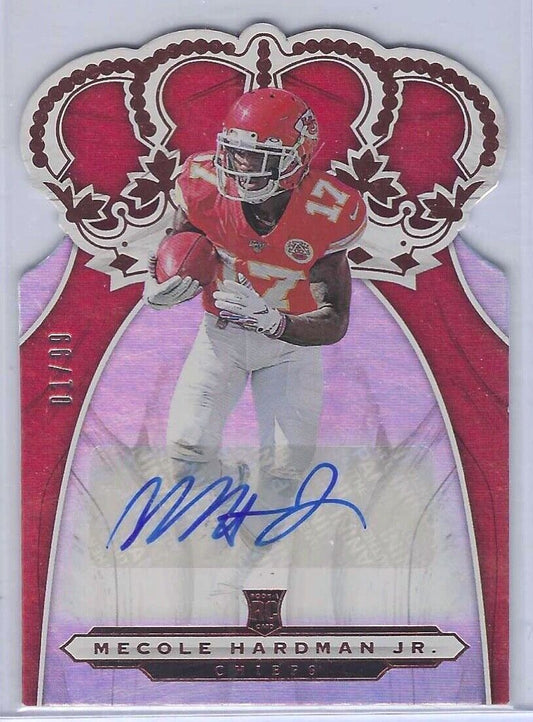 MECOLE HARDMAN JR 2019 PANINI CHRONICLES CROWN ROYALE ROOKIE AUTO RC #D 01/99