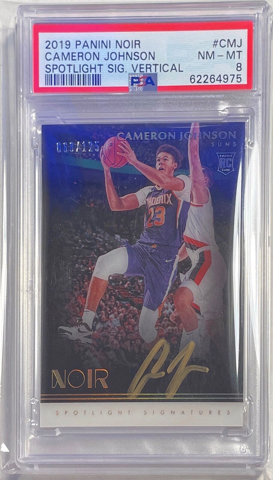 CAMERON JOHNSON 2019-20 PANINI NOIR SPLOTLIGHT GOLD AUTO RC /125 PSA 8 POP 1/1