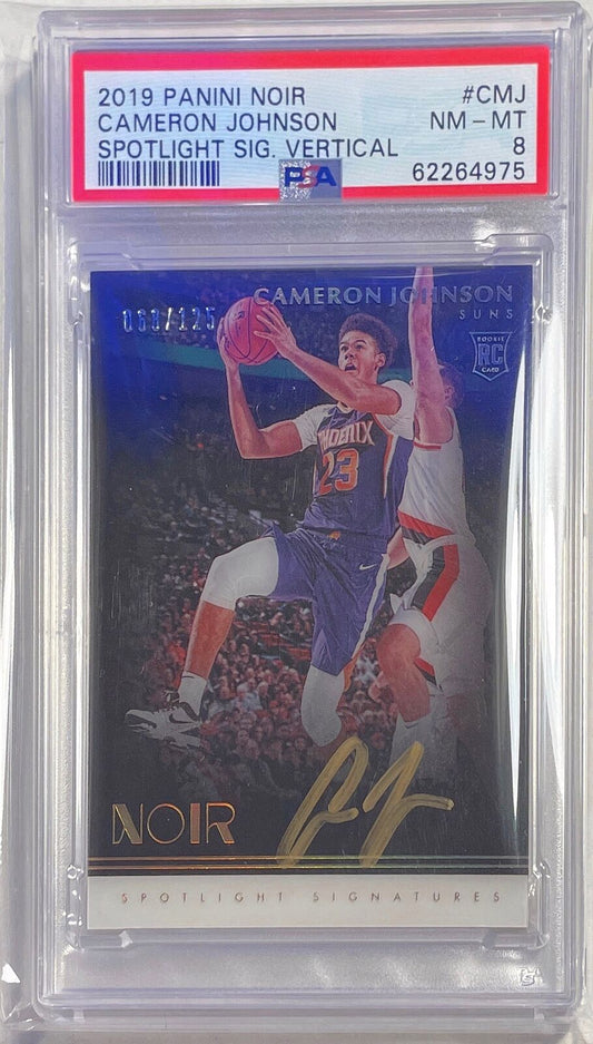 CAMERON JOHNSON 2019-20 PANINI NOIR SPLOTLIGHT GOLD AUTO RC /125 PSA 8 POP 1/1