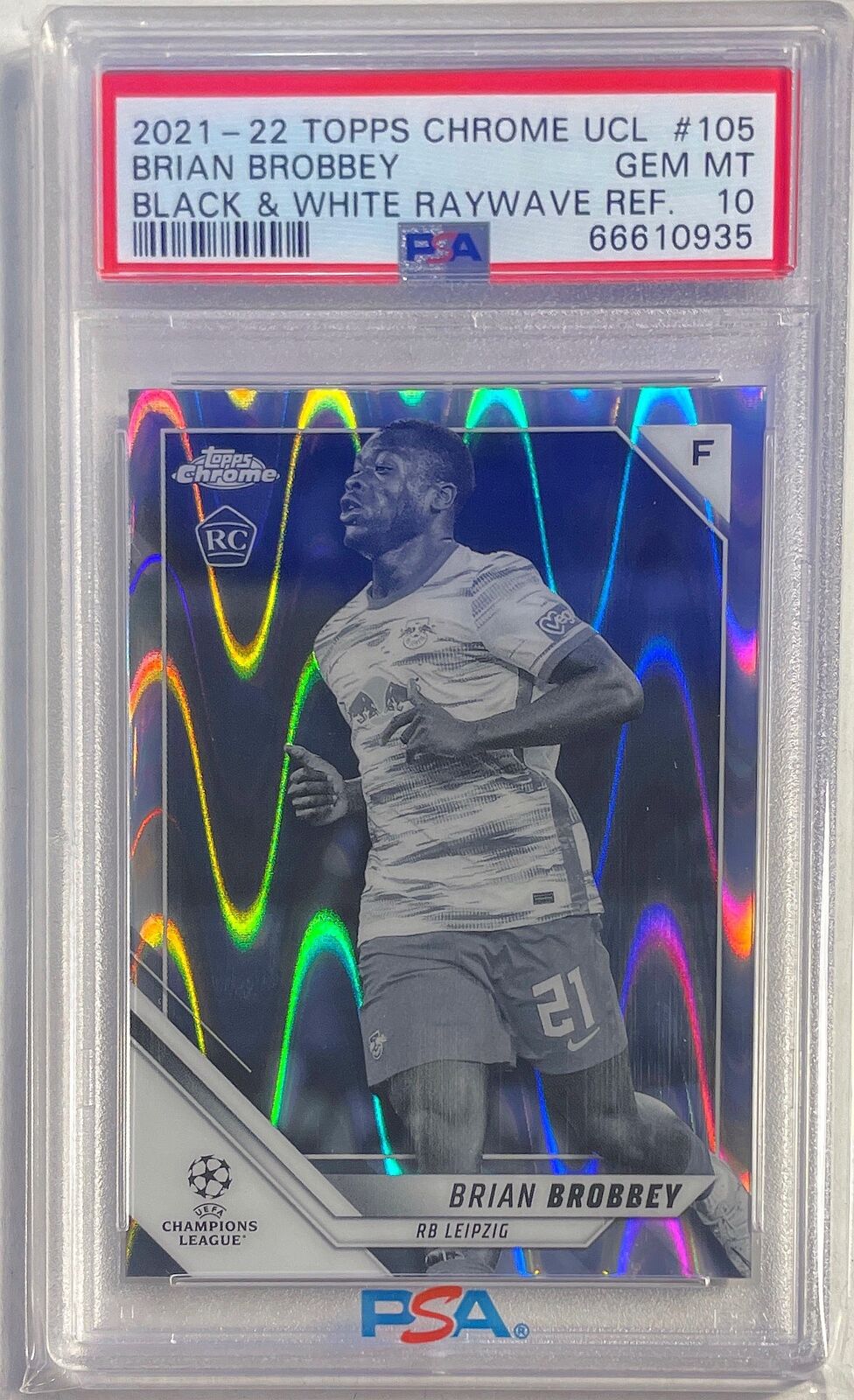 BRIAN BROBBEY 2021 TOPPS CHROME BLACK WHITE RAYWAVE REFRACTOR RC 105 PSA 10 POP4