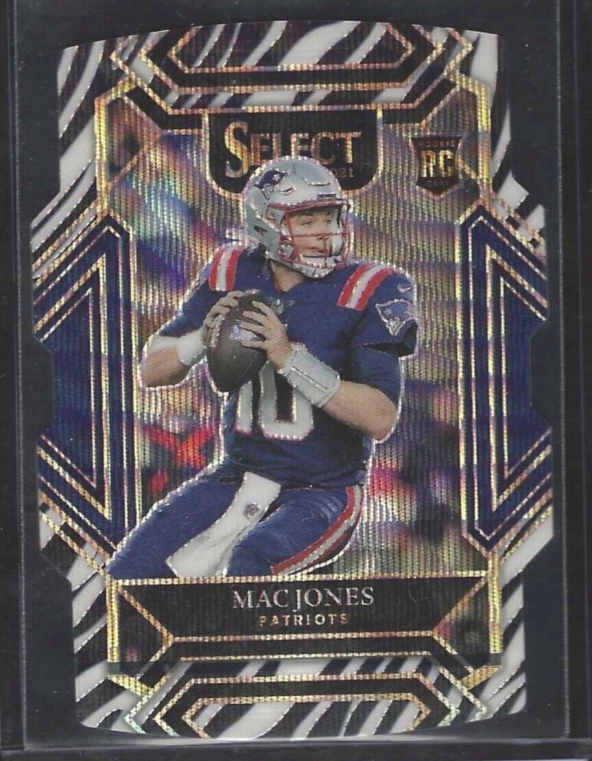 MAC JONES 2021 PANINI SELECT CLUB LEVEL DIE CUT ZEBRA PRIZM SSP CASE HIT RC #251