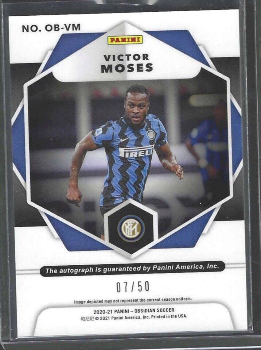 VICTOR MOSES 2020-21 PANINI OBSIDIAN ORANGE ETCH AUTO #D 07/50