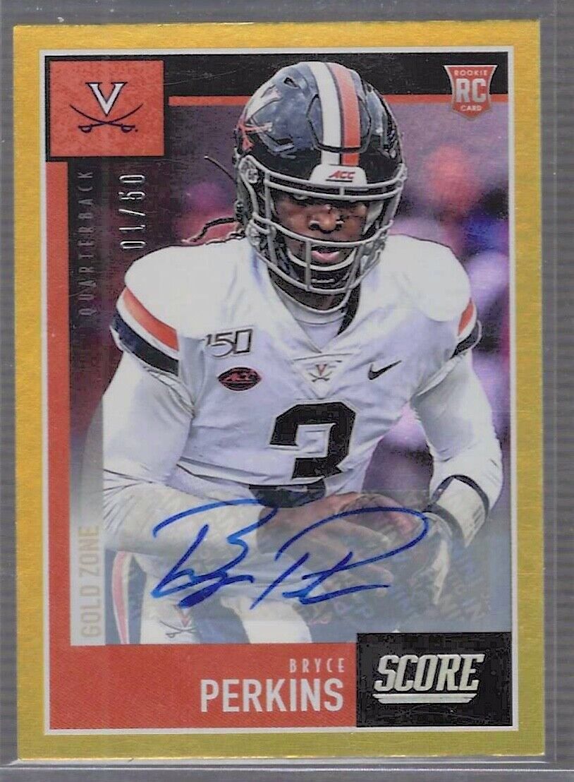 BRYCE PERKINS 2020 PANINI SCORE GOLD ZONE ROOKIE AUTO RC #D 01/50