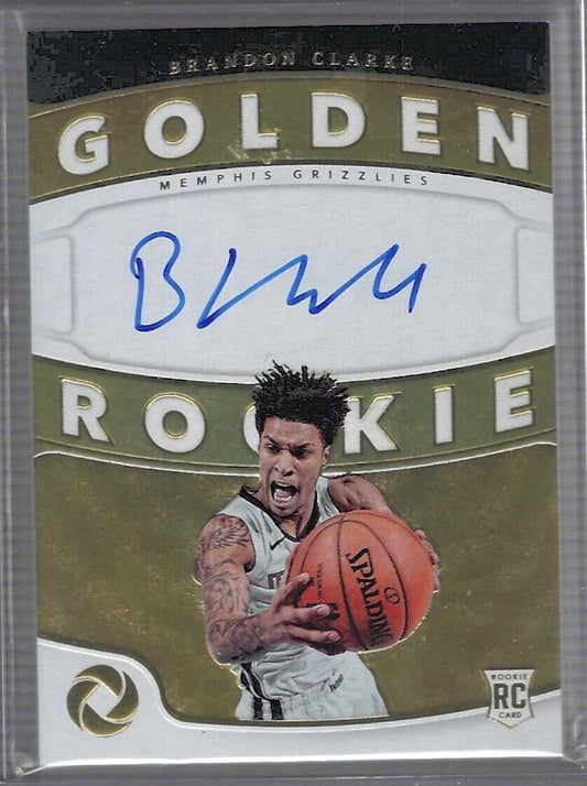 BRANDON CLARKE 2019-20 PANINI OPULENCE GOLDEN ROOKIE ON CARD AUTO RC #D 08/25