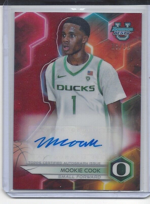 MOOKIE COOK 2023 BOWMANS BEST RED REFRACTOR OREGON AUTO #D 10/10