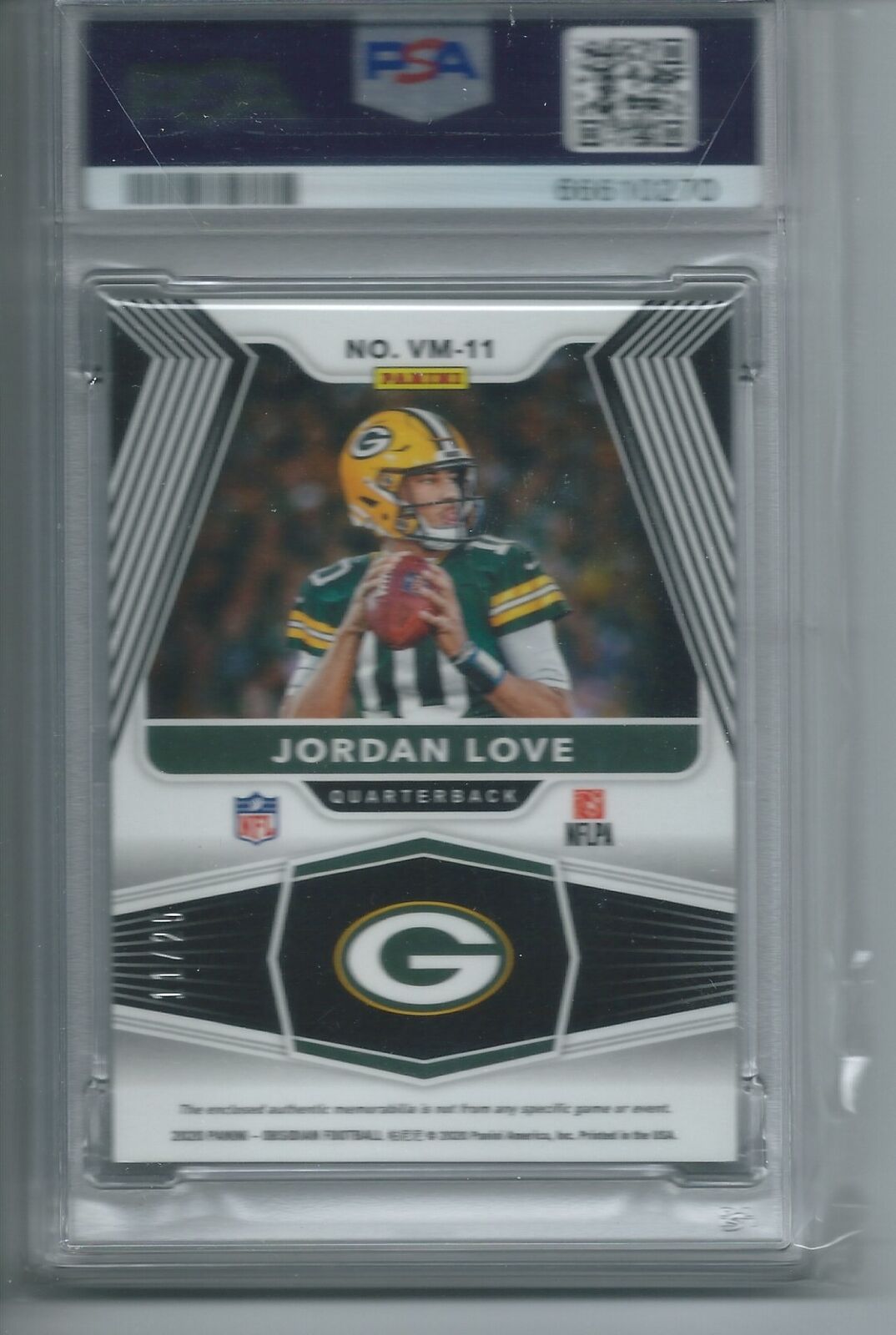 JORDAN LOVE 2020 PANINI OBSIDIAN VOLCANIC PATCH YELLOW RC #D 11/25 PSA 9 POP 3