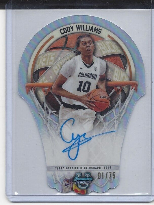 CODY WILLIAMS 2023 BOWMANS BEST UNIV BUCKETS REFRACTOR ON CARD AUTO #D 1/75