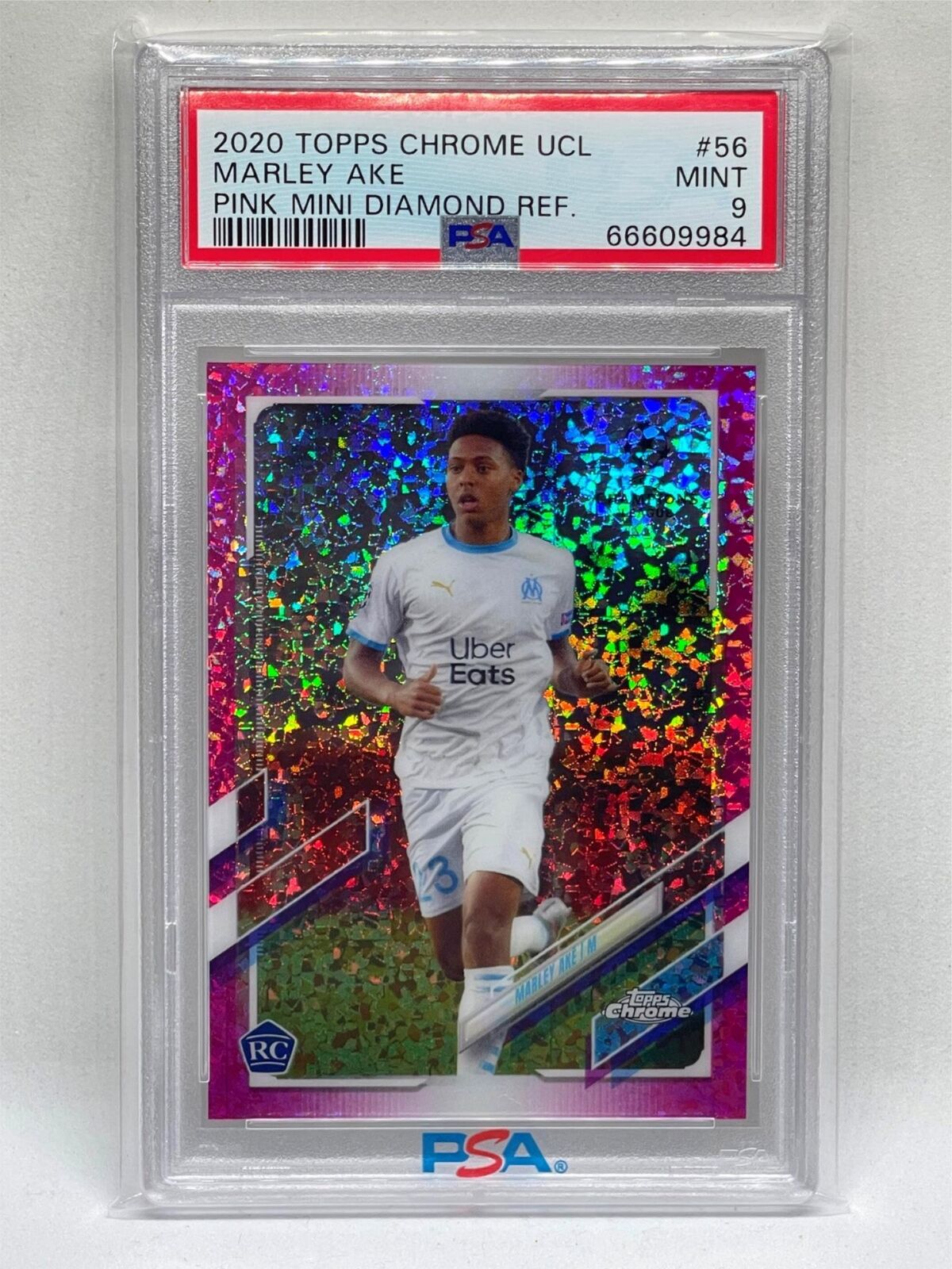 MARLEY AKE 2020 TOPPS CHROME PINK MINI DIAMOND REFRACTOR RC /175 PSA 9 POP 1/1