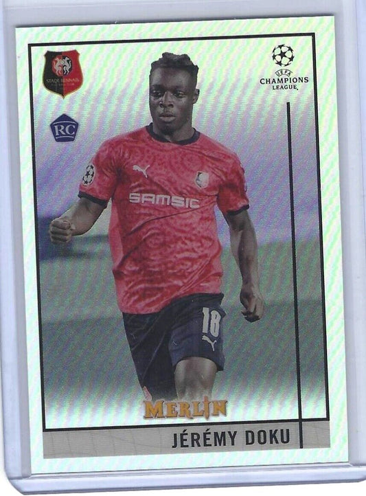 JEREMY DOKU 2020-21 TOPPS MERLIN SILVER REFRACTOR ROOKIE RC #64