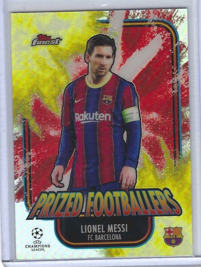LIONEL MESSI 2020-21 TOPPS FINEST PRIZED FOOTBALLERS YELLOW RED FUSION REFRACTOR