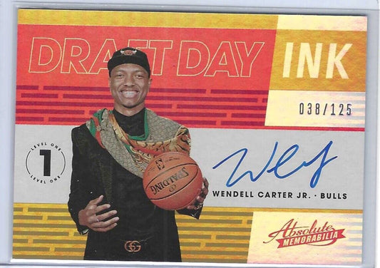 WENDELL CARTER JR 2018-19 PANINI ABSOLUTE DRAFT DAY INK AUTO RC #D /125