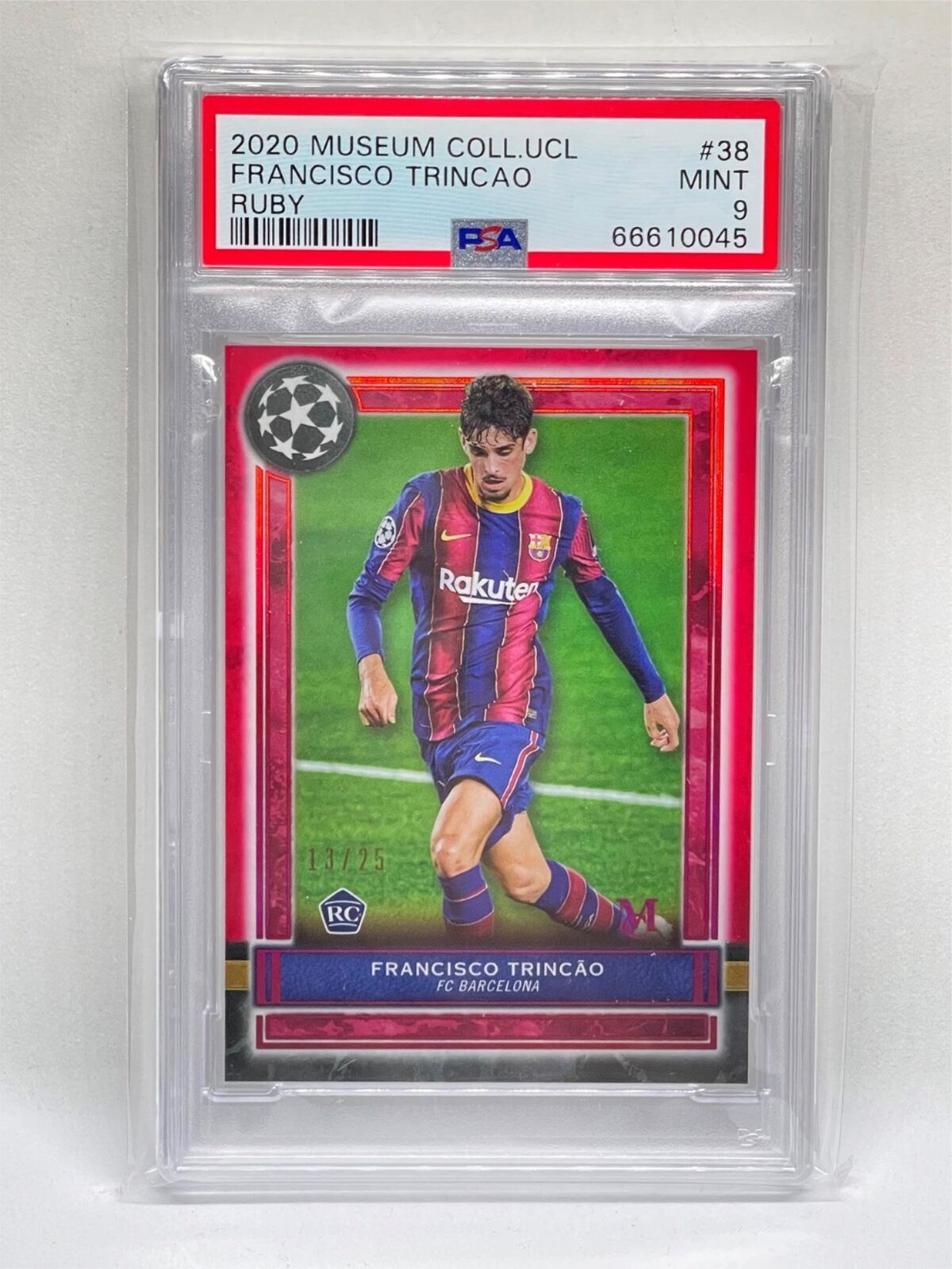FRANCISCO TRINCAO 2020 TOPPS MUSEUM COLLECTION UCL RUBY RC 13/25 PSA 9 POP 1/1