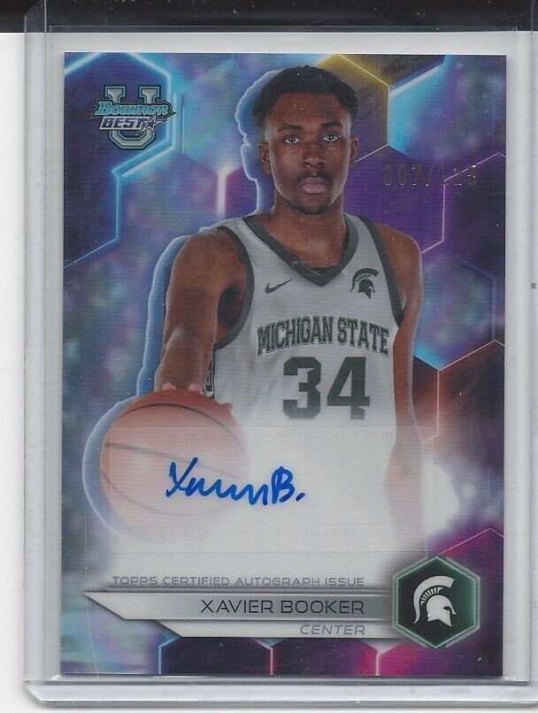 XAVIER BOOKER 2023 BOWMANS BEST UNIVERSITY MICHIGAN ST REFRACTOR AUTO #D 7/125