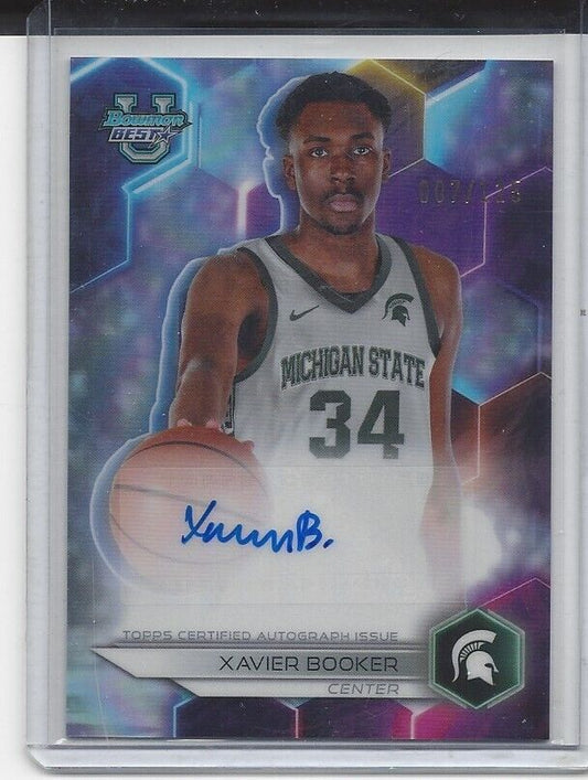 XAVIER BOOKER 2023 BOWMANS BEST UNIVERSITY MICHIGAN ST REFRACTOR AUTO #D 7/125