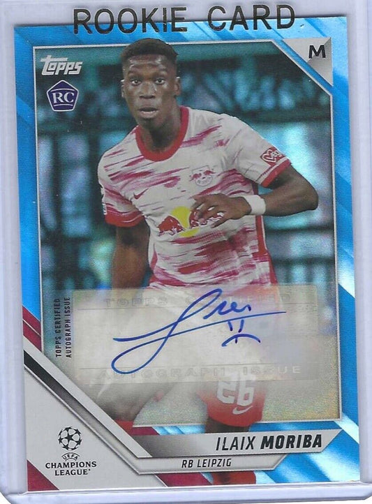 ILAIX MORIBA 2021-22 TOPPS UEFA CHAMPIONS LEAGUE BLUE FOIL ROOKIE AUTO RC #D /99