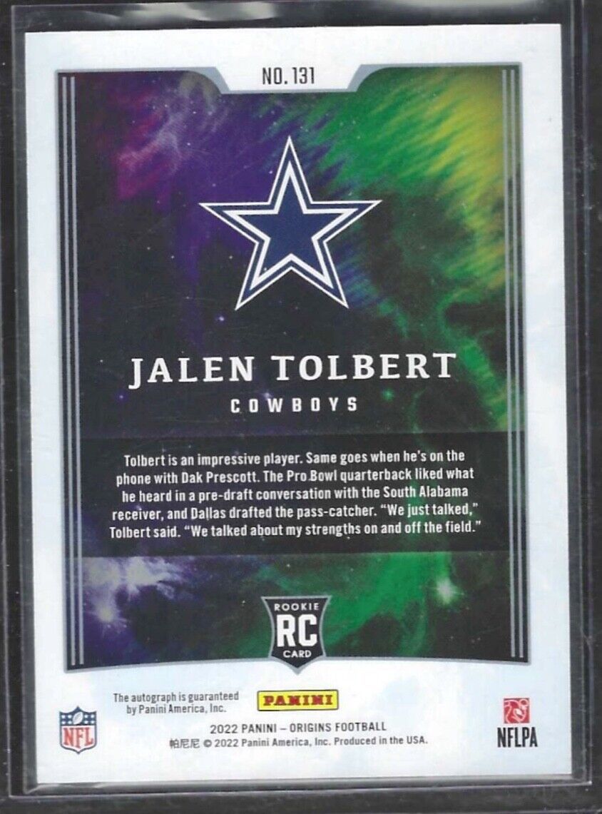 JALEN TOLBERT 2022 PANINI ORIGINS ROOKIE AUTO RC #D 76/99