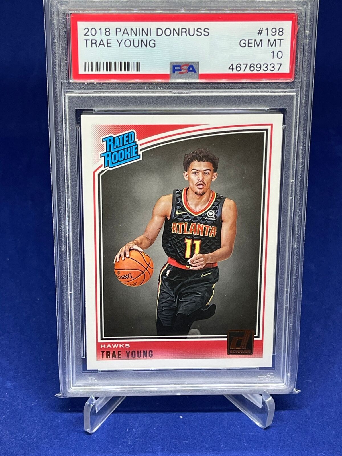 TRAE YOUNG 2018-19 PANINI DONRUSS RATED ROOKIE RC #198 PSA 10 GEM MINT