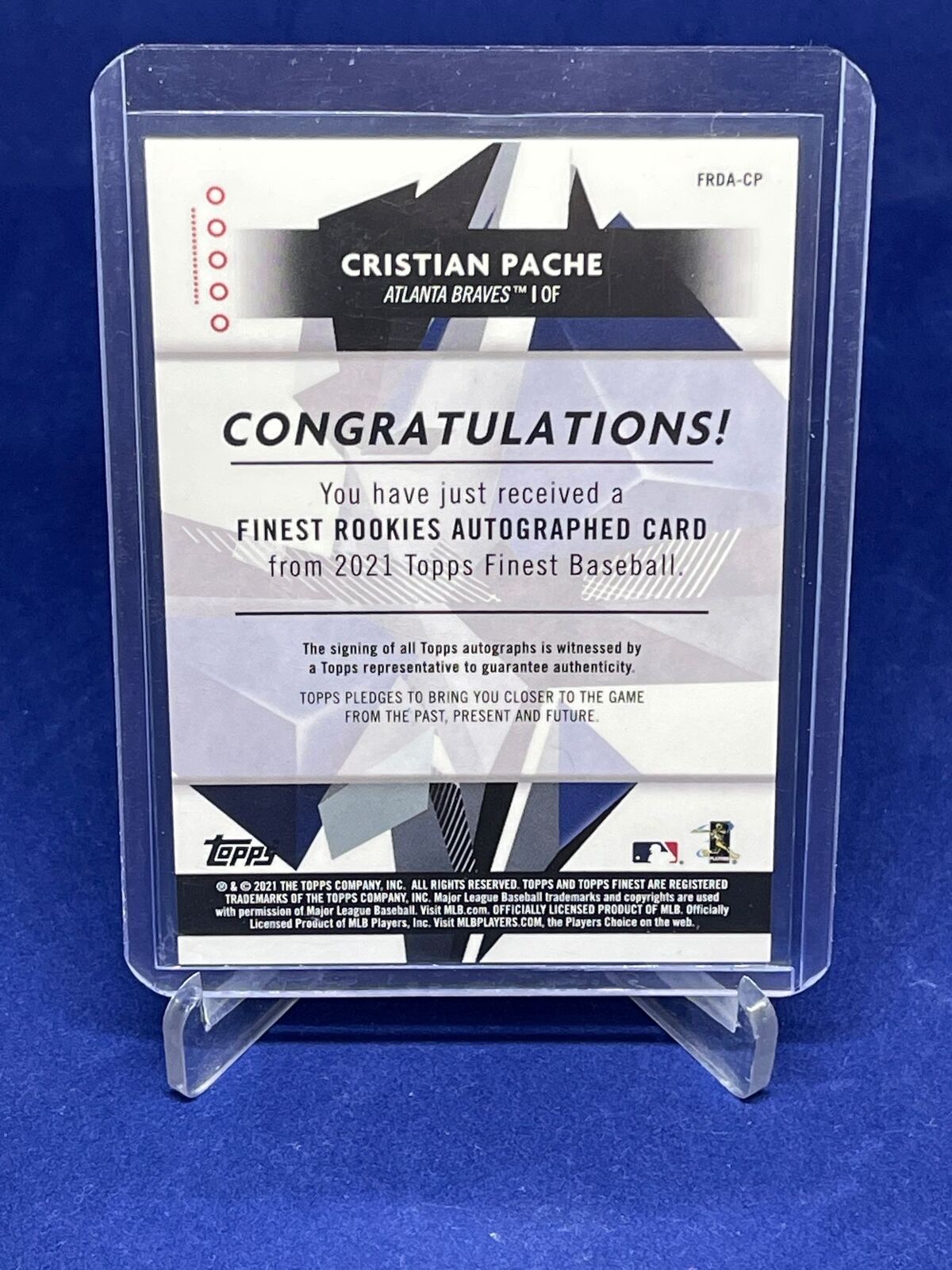 CRISTIAN PACHE 2021 TOPPS FINEST ON CARD AUTO ROOKIE REFRACTOR RC