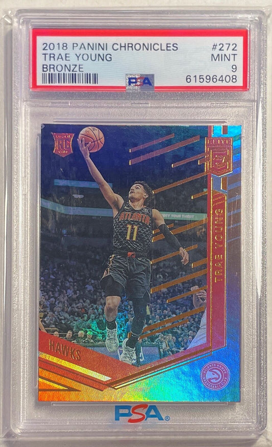 TRAE YOUNG 2018-19 PANINI CHRONICLES BRONZE ROOKIE RC #272 PSA 9 MINT POP 19