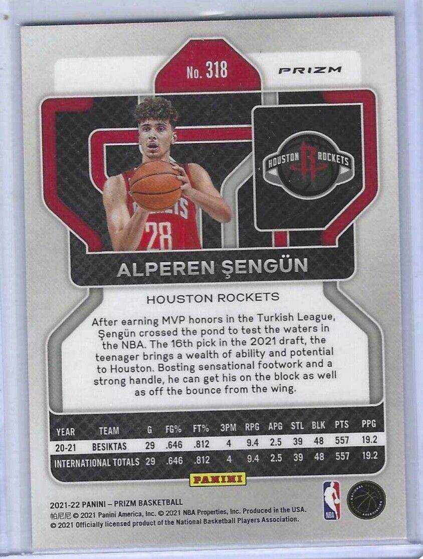 ALPEREN SENGUN 2021-22 PANINI PRIZM 75TH ANNIVERSARY BLUE PRIZM ROOKIE RC #318